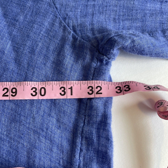 Nic+Zoe Linen Shirt Plus Size 2X Blue Button Front Oversized Beachy Coastal - Picture 6 of 7